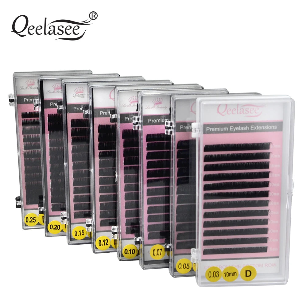 Plateaux de cils volume en gros, taille 10, faux cils 3D en vison, cils individuels, marque de beauté