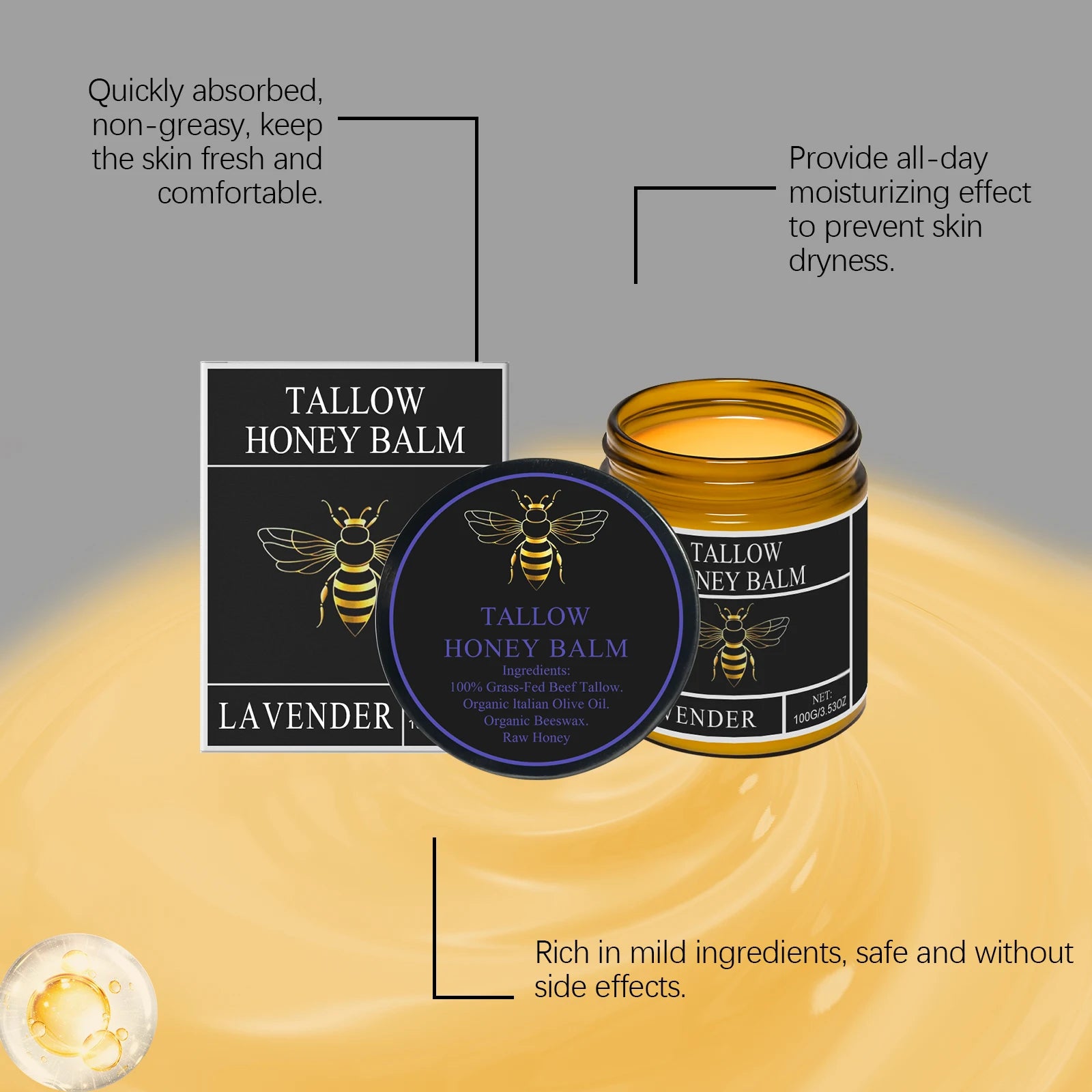 Lotion Corps au Suif de Bœuf & Miel – Hydratante, Raffermissante et Unifiante
